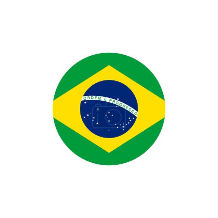 Ilustración de La bandera nacional de Brasil vector ilustración en círculo sobre fondo blanco - Imagen libre de derechos