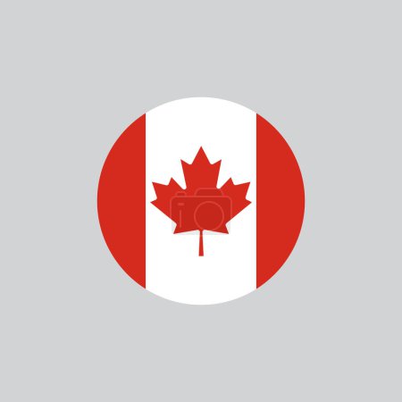 Téléchargez les illustrations : Illustration vectorielle du drapeau national du Canada en cercle sur fond blanc - en licence libre de droit