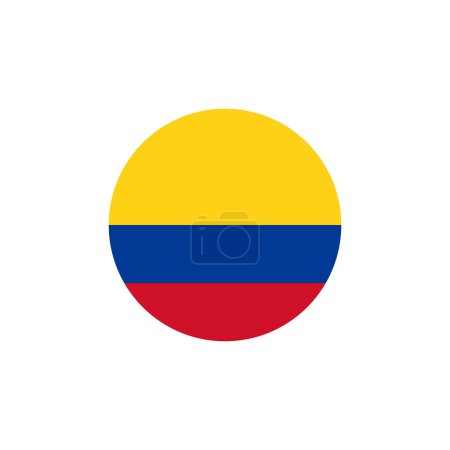 Illustration for The national flag of Colombia vector illustration in circle on white background - Royalty Free Image