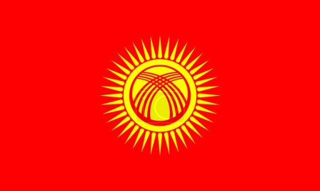 Téléchargez les illustrations : Le drapeau national du Kirghizistan illustration vectorielle avec la couleur officielle - en licence libre de droit