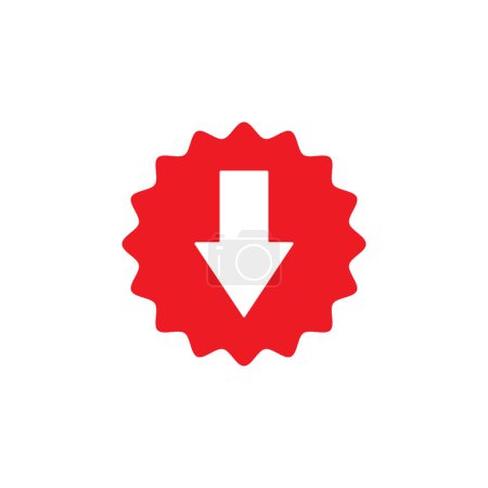 Ilustración de Color rojo descargar insignia estilo botón vector ilustración - Imagen libre de derechos