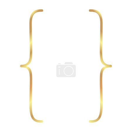 Golden color second bracket vector icon isolated white background