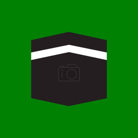Téléchargez les illustrations : L'icône du vecteur plat de Sainte Kaaba. Signe islamique logo kaaba isolé sur fond vert - en licence libre de droit