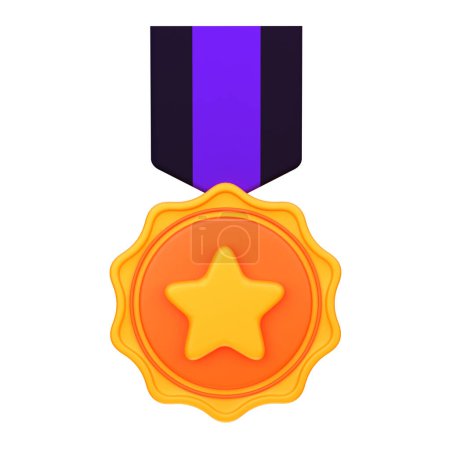 Photo for 3d illustration medals, ribbon badge object - Royalty Free Image