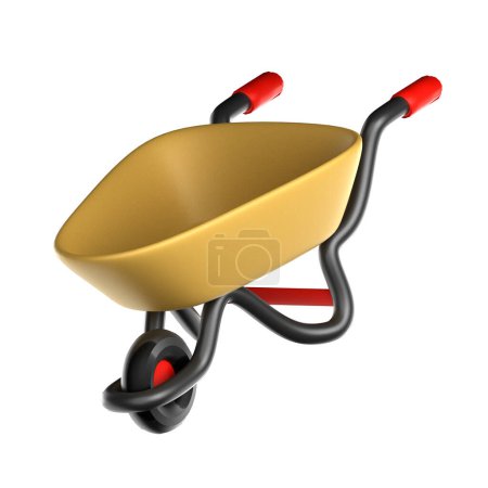 Photo for 3d wheelbarrow illustration. set of 3D labor day icons. tools for doing repairs. perfect for websites, mobile apps, and presentations. 3D rendering - Royalty Free Image