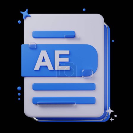 Photo for File Format 3D Icon Pack. 3d illustration of AE file format - Royalty Free Image