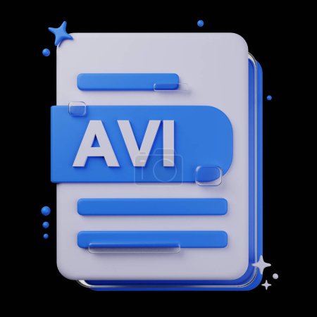 Photo for File Format 3D Icon Pack. 3d illustration of AVI file format - Royalty Free Image