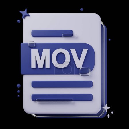 Photo for File Format 3D Icon Pack. 3d illustration of MOV file format - Royalty Free Image