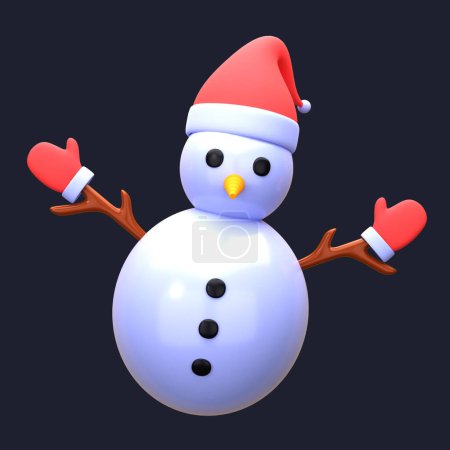 Photo for 3d illustration christmas snowman object. 3D creative Christmas design icon. 3D Rendering. - Royalty Free Image