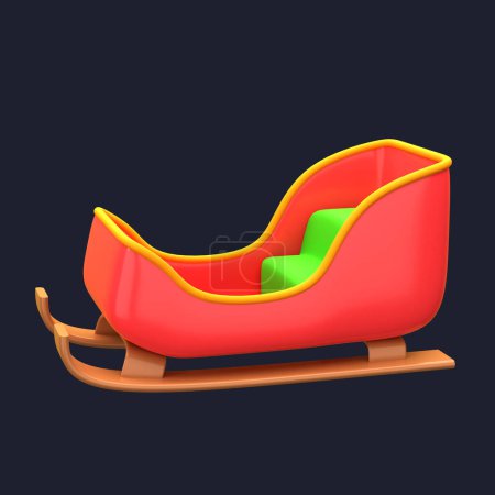 Photo for 3d illustration Santa sledge object. 3D creative Christmas design icon. 3D Rendering. - Royalty Free Image