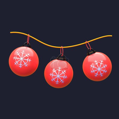 Photo for 3d illustration christmas ball decoration object. 3D creative Christmas design icon. 3D Rendering. - Royalty Free Image