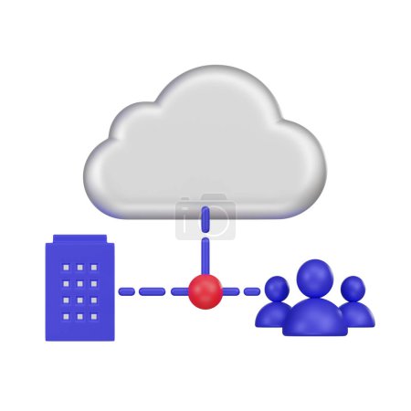 Photo for Upgrade your projects with a 3D Hybrid Cloud Connection Network icon. Ideal for web, presentations, and tech designs, symbolizing seamless integration and efficiency. Elevate your visuals with modern sophistication. - Royalty Free Image