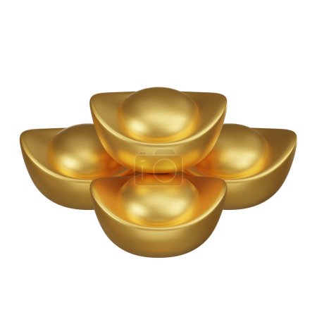 Photo for A 3D icon featuring a stack of Chinese gold ingots, arranged traditionally to attract luck and wealth. - Royalty Free Image