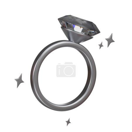 Foto de Representación en 3D de alta calidad de un brillante anillo de compromiso de diamantes, que representa el amor, el compromiso y el matrimonio. - Imagen libre de derechos