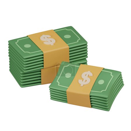 Téléchargez les photos : Représentation en 3D de deux gros paquets de liquidités liés à des bandes de devises, représentant une richesse financière importante ou des revenus d'entreprise. - en image libre de droit