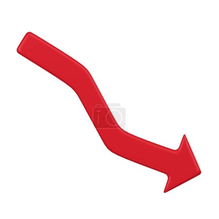 Foto de Un icono 3D de una flecha roja hacia abajo, a menudo utilizado para representar una recesión, declive económico o rendimiento financiero negativo. - Imagen libre de derechos