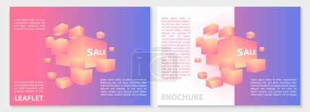 Illustration for Digital Cube Objects Background Cover. Leaflet and brochure Brand Communication in gradient trend template for your design. - Royalty Free Image