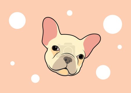 Illustration for Cute Fawn French Bulldog Portrait. Vector illustration capturing the irresistible charm of a cute fawn-colored French Bulldog. Adorable and endearing. - Royalty Free Image