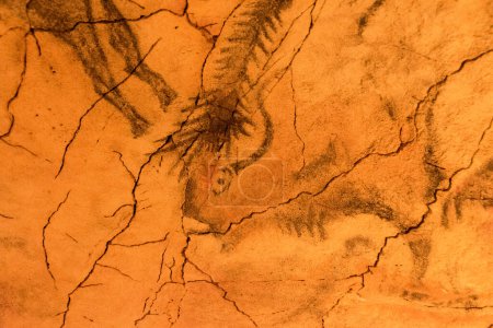 prehistoric rock art with a bison in altamira cave, spain