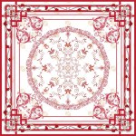 Vintage frame with floral ornaments. a red and white square pattern with floral design.