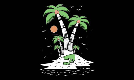 Téléchargez les illustrations : Colorful Beach SVG Illustration Design, Bonjour, Summer California Beach Vector T-shirt Design. - en licence libre de droit