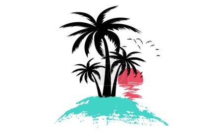 Téléchargez les illustrations : Heure d'été Bateaux de surf Illustration de plage colorée Design, Bonjour, Summer California Beach Vector T-shirt Design. - en licence libre de droit