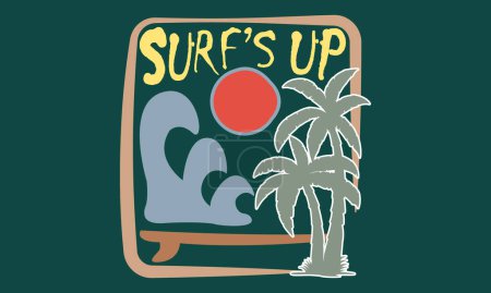 Téléchargez les illustrations : Californie Bateaux de surf Colorful Beach SVG Illustration Design, Bonjour, Summer California Beach Vector T-shirt Design. - en licence libre de droit