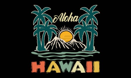 Téléchargez les illustrations : Aloha Hawaii Surfing Beach California Design, Californie Bateaux de surf Colorful Beach SVG Illustration Design, Bonjour, Summer California Beach Vector T-shirt Design. - en licence libre de droit