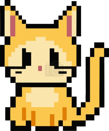 Téléchargez les illustrations : Mignon pixel art concept icône isolée chat - en licence libre de droit