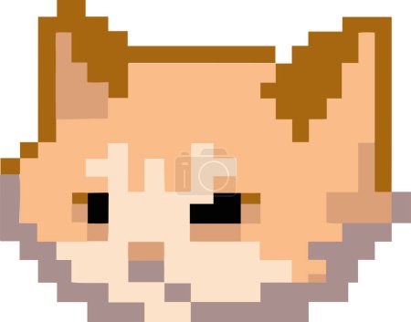 Téléchargez les illustrations : Mignon pixel art concept icône isolée chat - en licence libre de droit