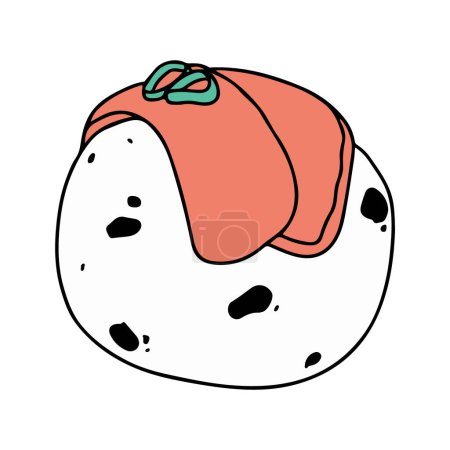 Téléchargez les illustrations : Ensemble de boules de riz japonais, dessin à la ligne simple dans le style doodle - en licence libre de droit