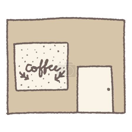 Ilustración de Dibujo animado a mano alzada de una cafetería - Imagen libre de derechos