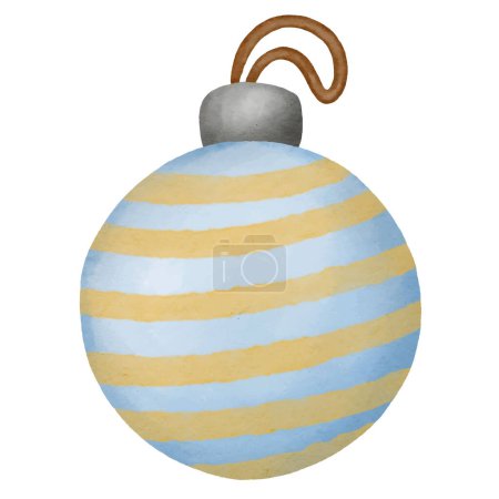 Téléchargez les illustrations : Décoration de boule de Noël, peinture à l'aquarelle - en licence libre de droit