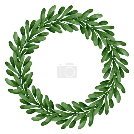 Ilustración de Feliz Navidad con la corona de bayas acuarela. Corona de Navidad invierno floral - Imagen libre de derechos