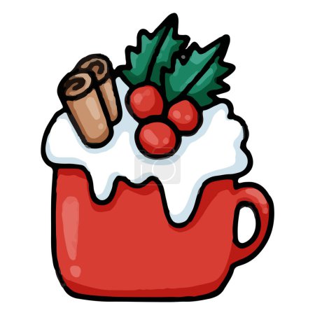 Ilustración de Taza de Navidad con dulce postre icono de dibujos animados - Imagen libre de derechos