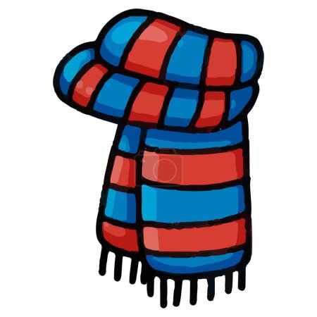 Illustration for Vector illustration of a cartoon striped blue and red scarf - Royalty Free Image