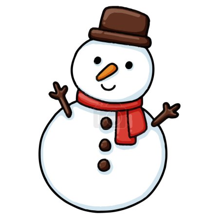 Téléchargez les illustrations : Illustration vectorielle du personnage de dessin animé bonhomme de neige - en licence libre de droit