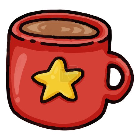 Téléchargez les illustrations : Tasse de café dessin animé style doodle - en licence libre de droit