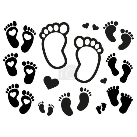Téléchargez les photos : Ensemble de pieds de bébé de vecteur - en image libre de droit