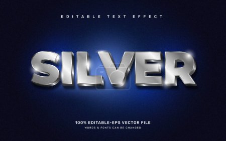 Illustration for Silver text effect, editable font style - Royalty Free Image