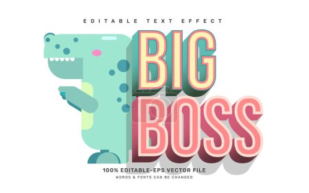 Illustration for Big boss Dino editable text effect template - Royalty Free Image