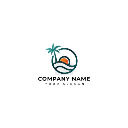 Illustration for Beach logo vector design template, resort log - Royalty Free Image