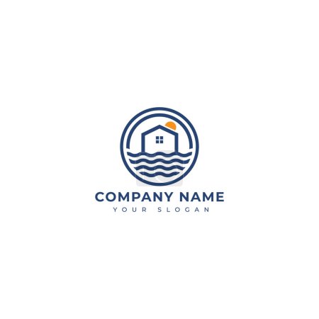 Illustration for Beach house logo vector design template - Royalty Free Image