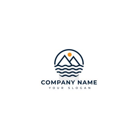Illustration for Mountain and sea logo vector design template - Royalty Free Image