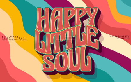 Happy little soul, groovy quote editable text effect template