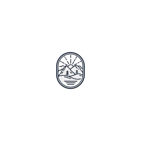 Téléchargez les illustrations : Modèle de conception vectorielle de logo de badge de montagne vintage - en licence libre de droit