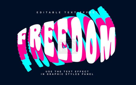 Illustration for Freedom editable text effect template - Royalty Free Image