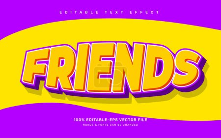 Illustration for Friends editable text effect template - Royalty Free Image