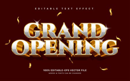Illustration for White Gold Grand opening editable text effect template - Royalty Free Image