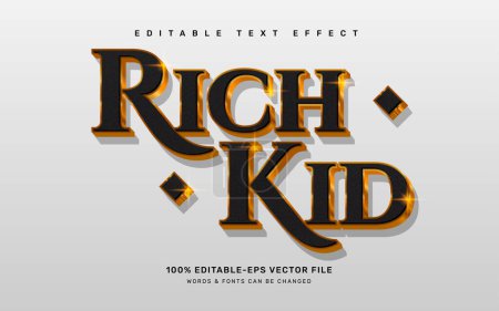 Illustration for Gold luxury Rich kid editable text effect template - Royalty Free Image